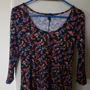 Forever 21 Black Floral Long Sleeve Dress